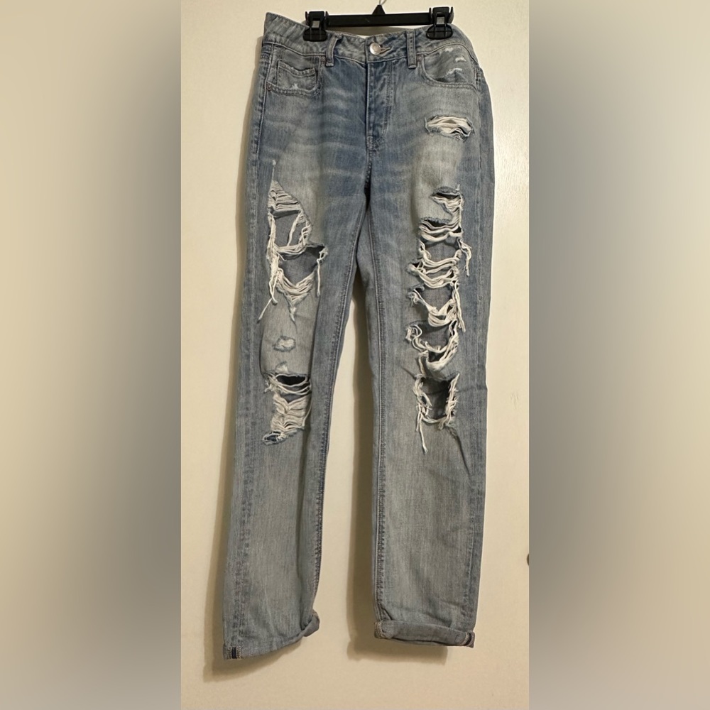 American Eagle stretch distressed mom jeans